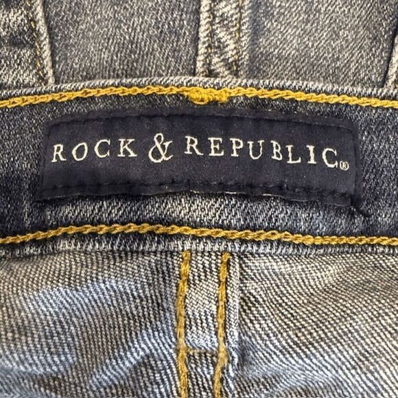 Rock & Republic Hula Denim Shorts Distressed Bandana Print Size 12 - Picture 7 of 13